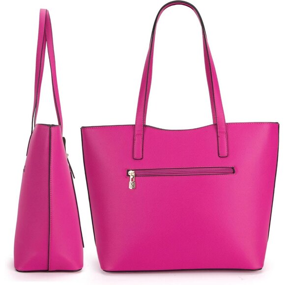 Women’s Hot Pink 3PCS Purses Set - Tote Bag, Wallet & Shoulder Satchel Handbags - Picture 3 of 6